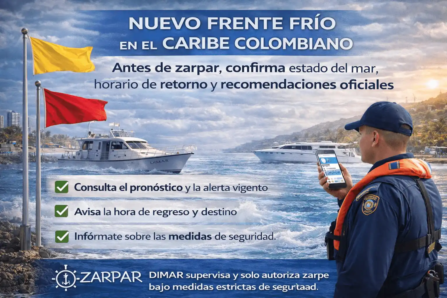 Checklist de viaje en embarcación con alerta climática en Cartagena