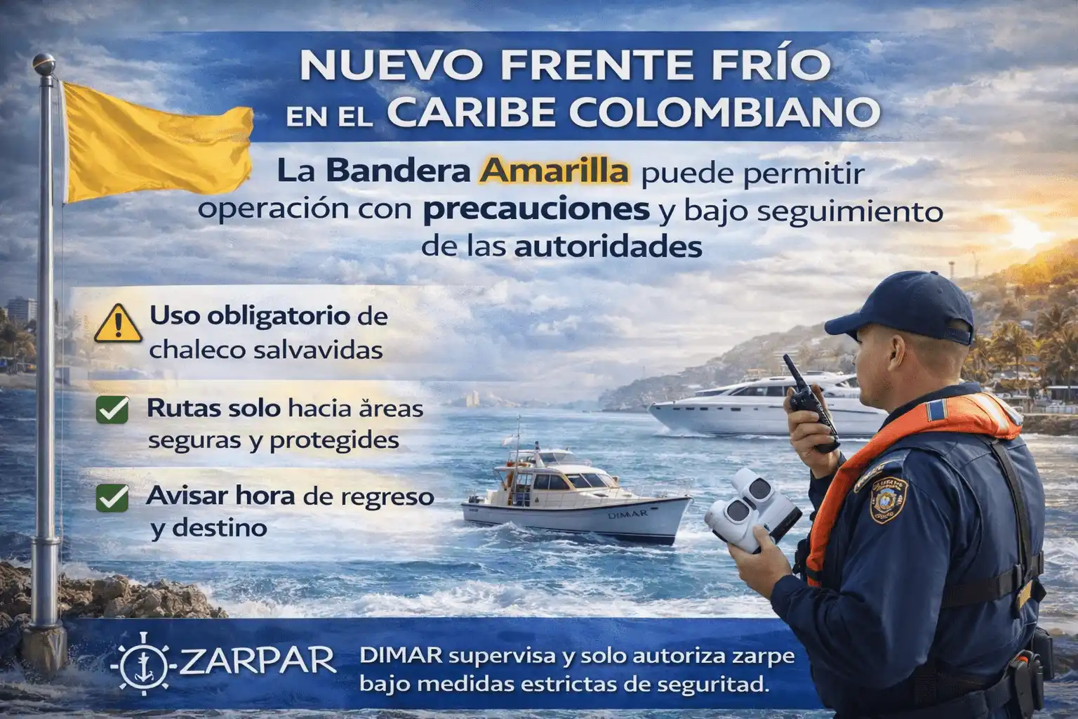 Operación marítima con bandera amarilla en el Caribe colombiano